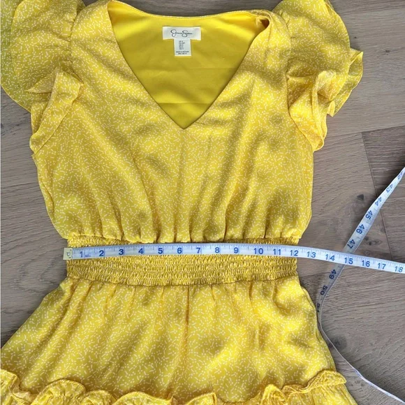 Jessica Simpson Yellow Ruffle Tiered Midi Dress with V-Neck - Picture 4 of 7